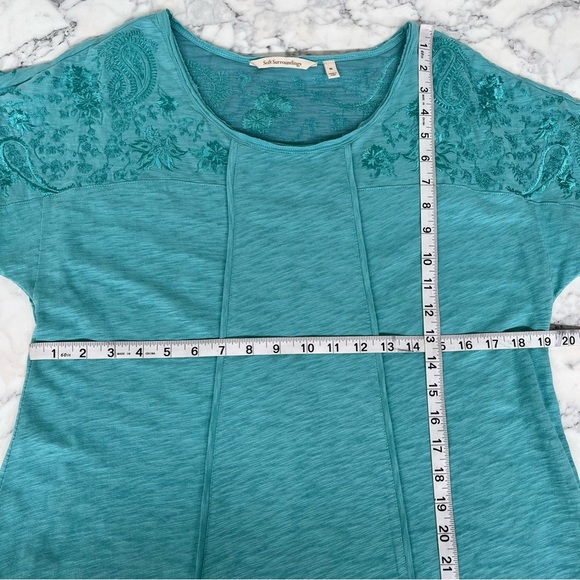 Soft Surroundings Gladstone Dress in Porcelain Blue Embroidered Pockets Medium - Picture 9 of 11